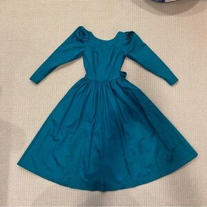 Vintage 1980’s Green Damask Laura Ashley Tea Dress